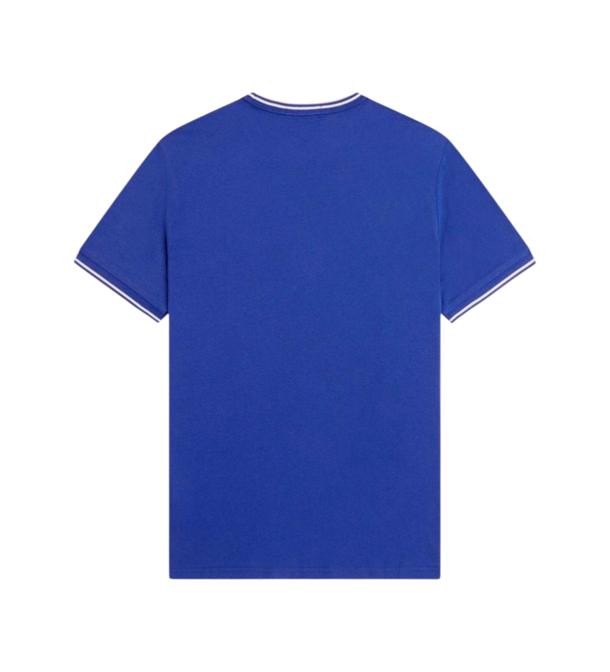 camiseta azul fred perry hombre vista trasera corte cómodo algodón
