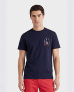 camiseta azul gant hombre detalle frontal estampado náutico algodón