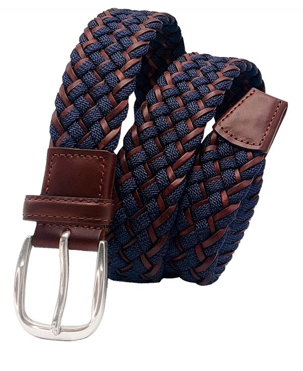 Cinturón azul marino y marron elástico