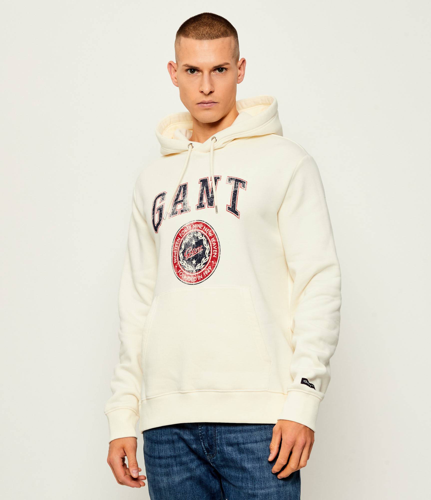 Sudadera Gant de algodón con capucha beige