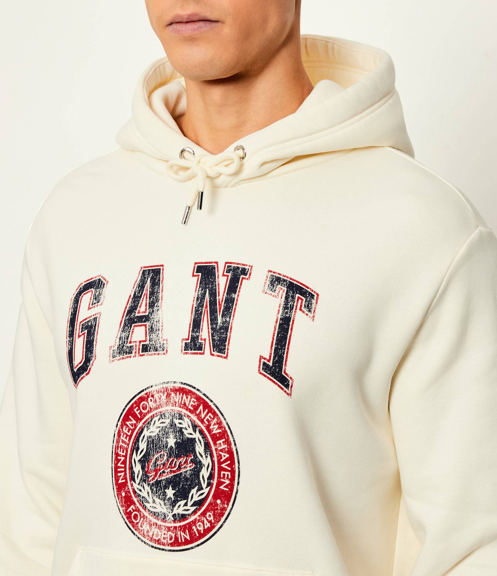 Sudadera Gant de algodón con capucha beige