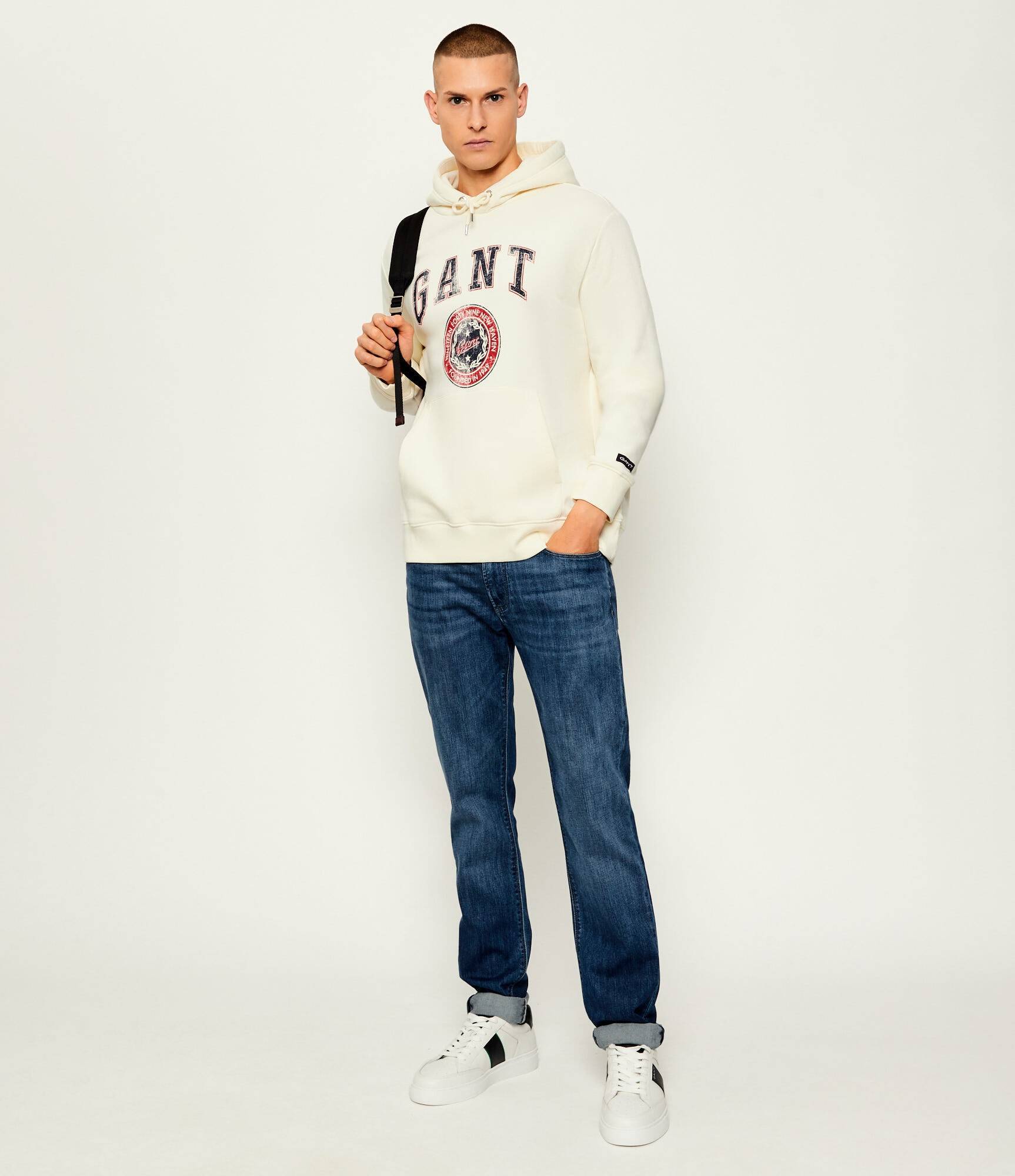 Sudadera Gant de algodón con capucha beige