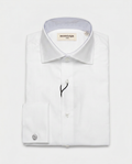 Camisa de algodón blanca lisa doble puño