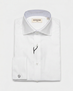 Camisa de algodón blanca lisa doble puño