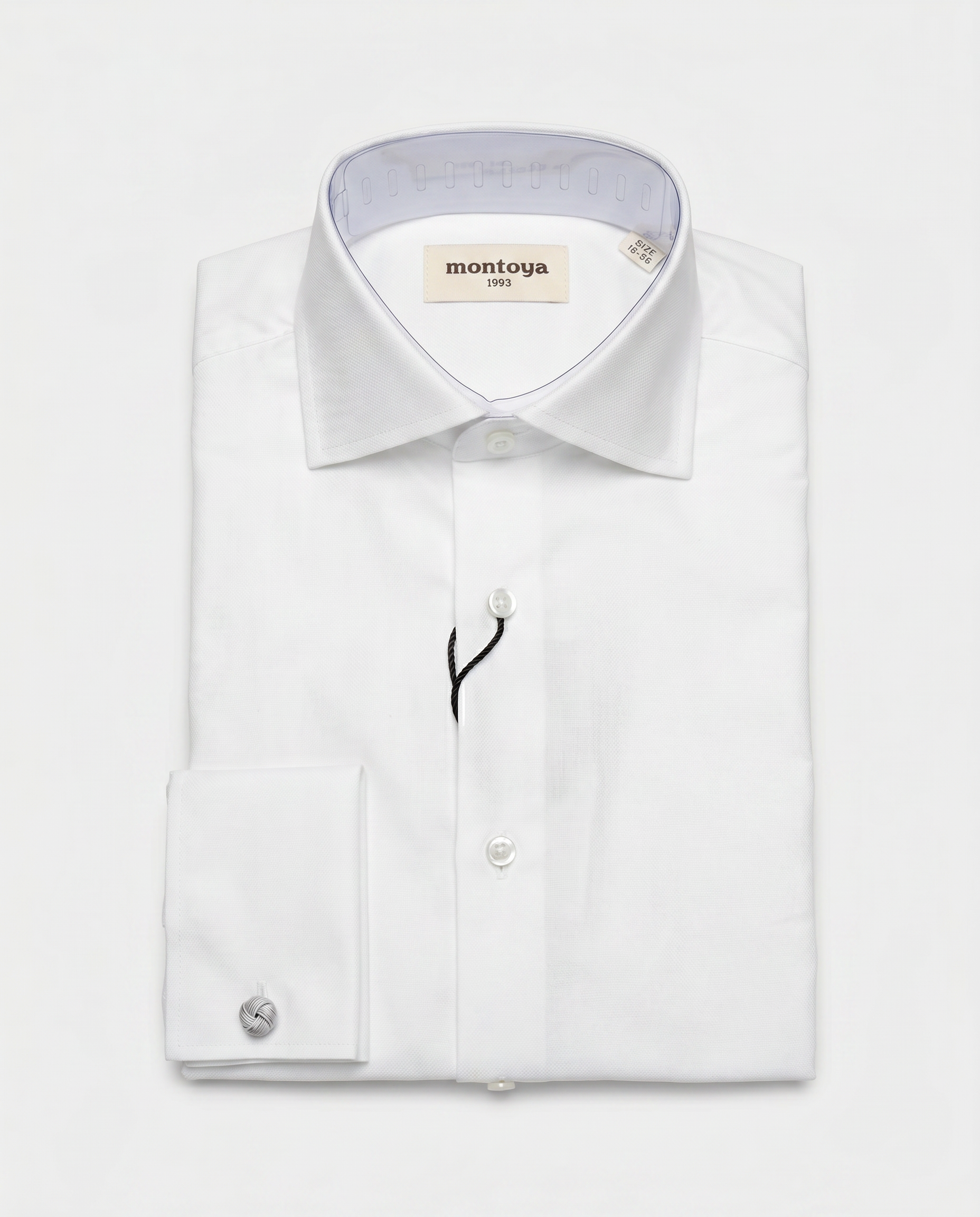 Camisa de algodón blanca lisa doble puño