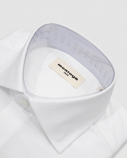Camisa de algodón blanca lisa doble puño