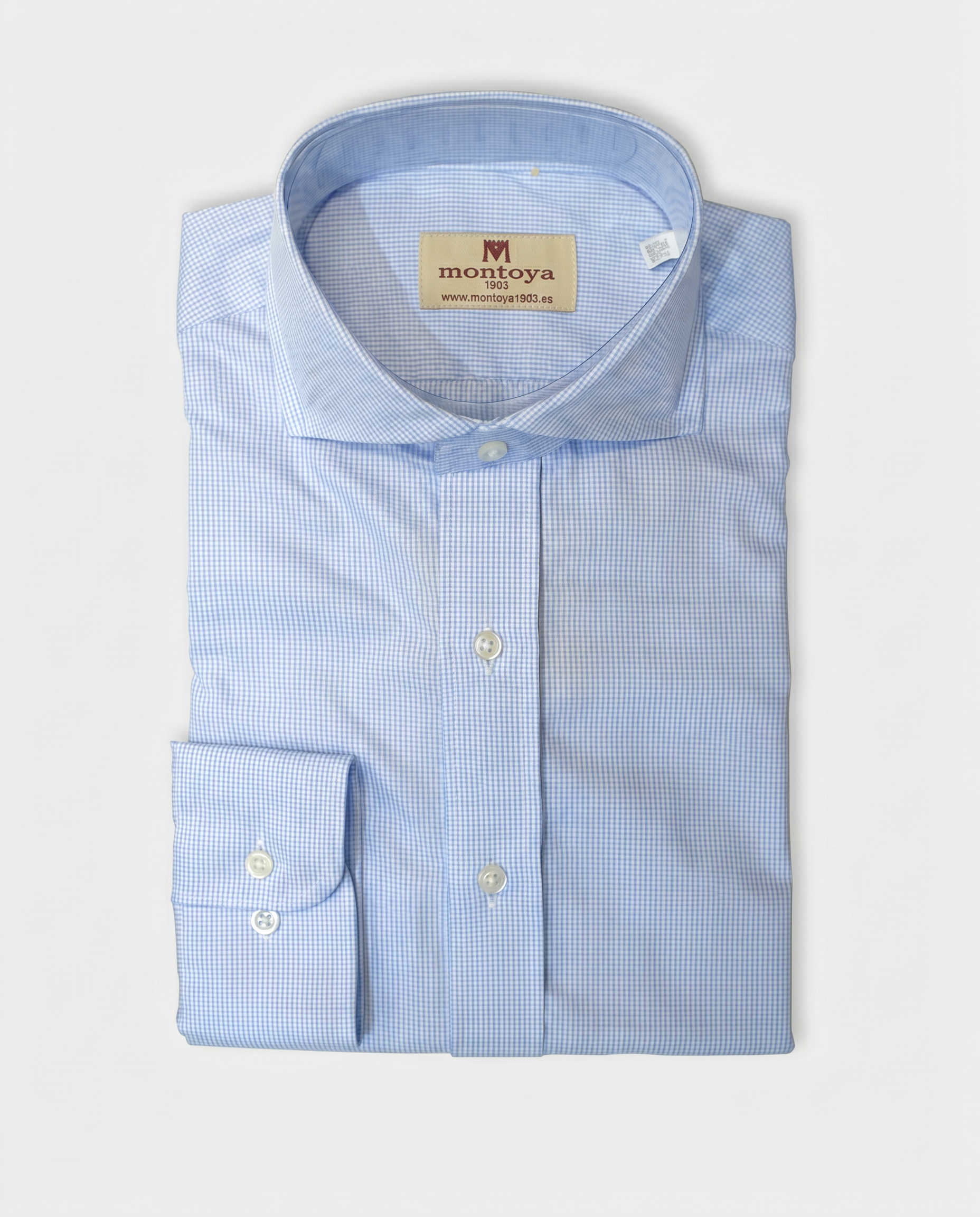 Camisa de algodón azul cuadros