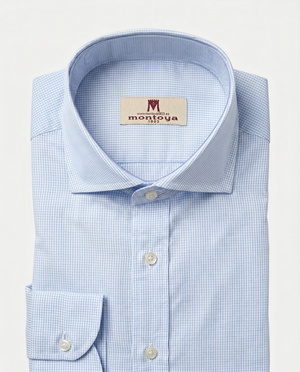 Camisa de algodón azul cuadros