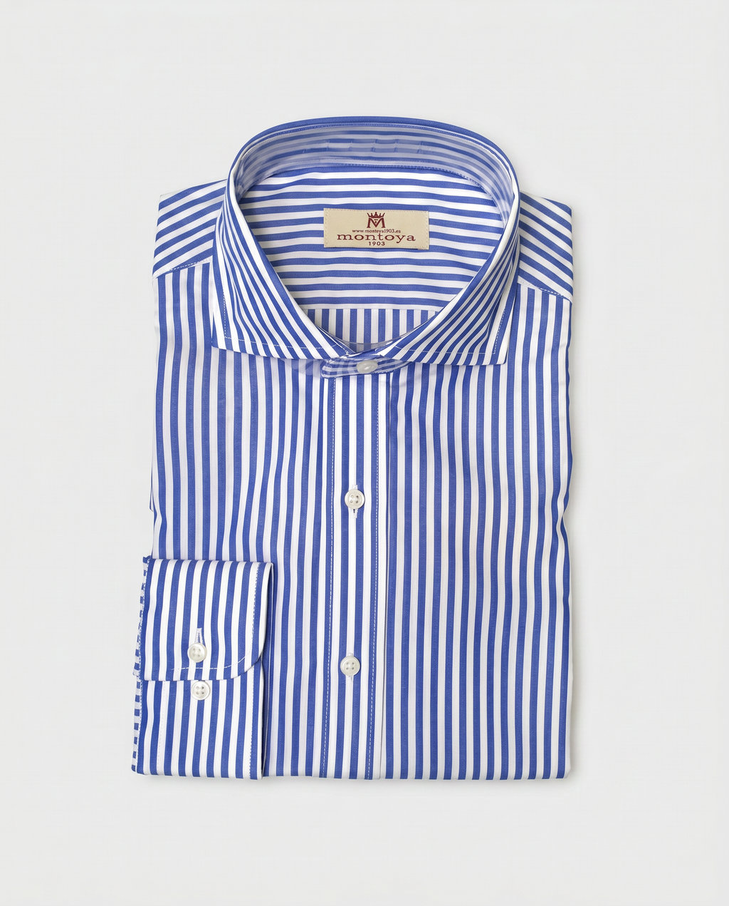 Camisa de algodón azul de rayas