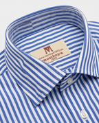Camisa de algodón azul de rayas