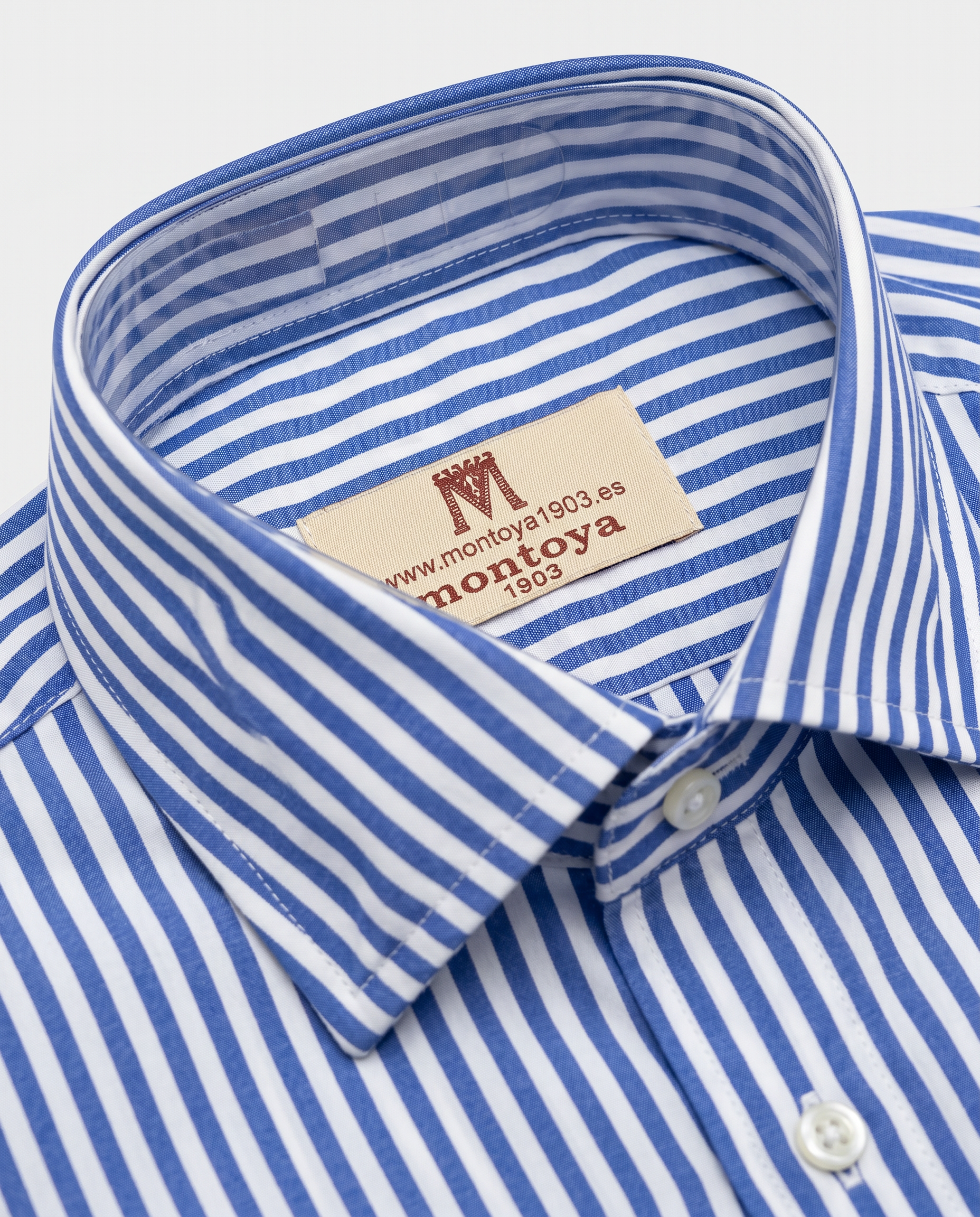 Camisa de algodón azul de rayas