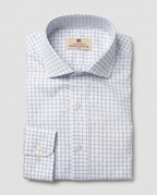 Camisa de algodón blanca cuadros