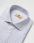 Camisa de algodón blanca cuadros