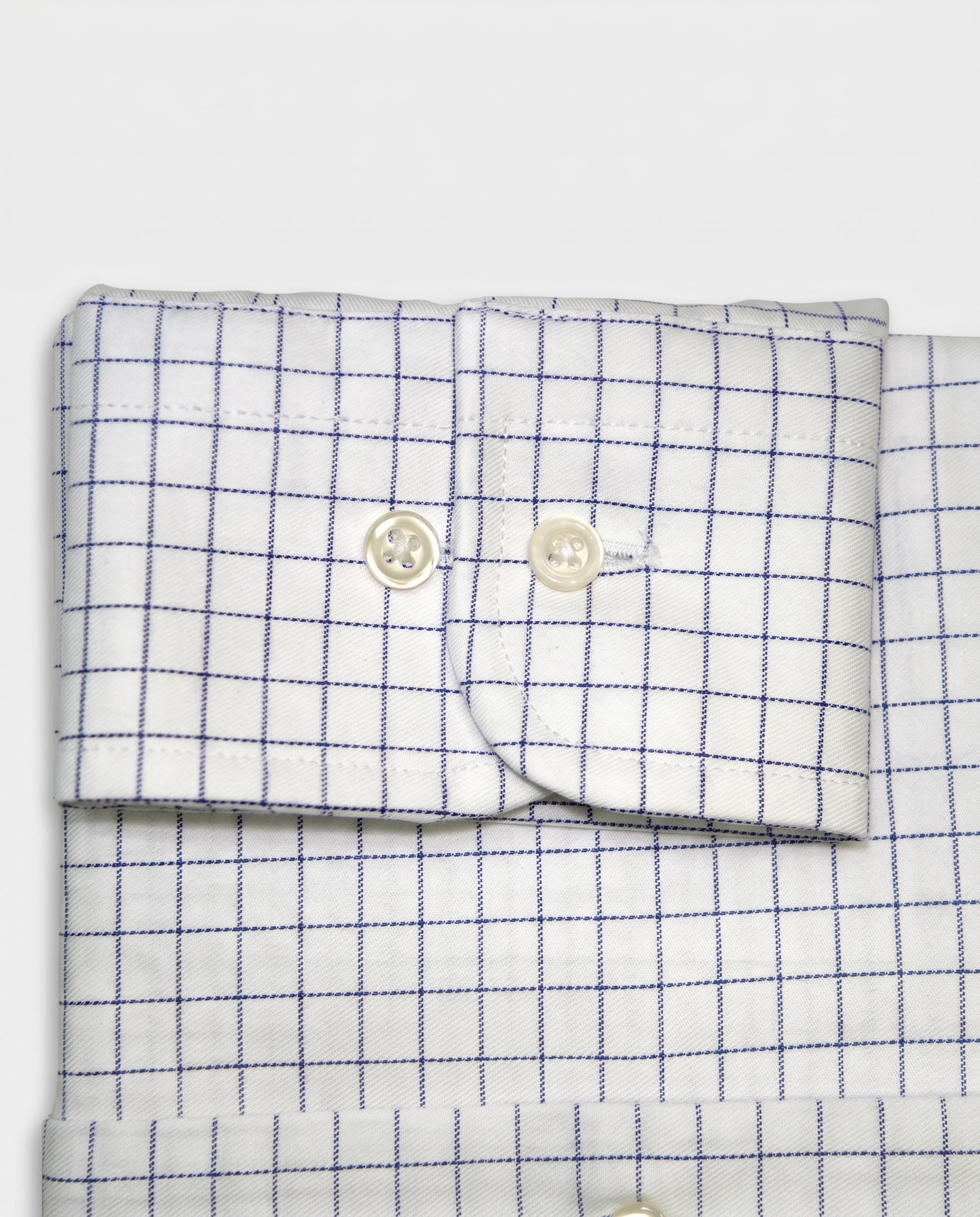 Camisa de algodón blanca cuadros