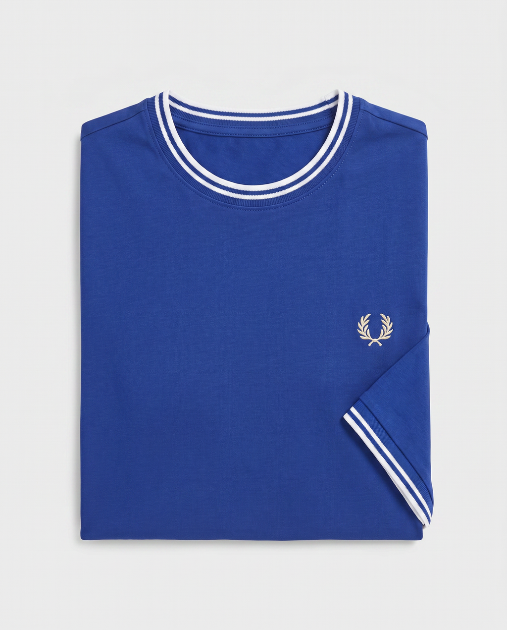 Camiseta Ribete Con Dos Franjas Azul Fred Perry
