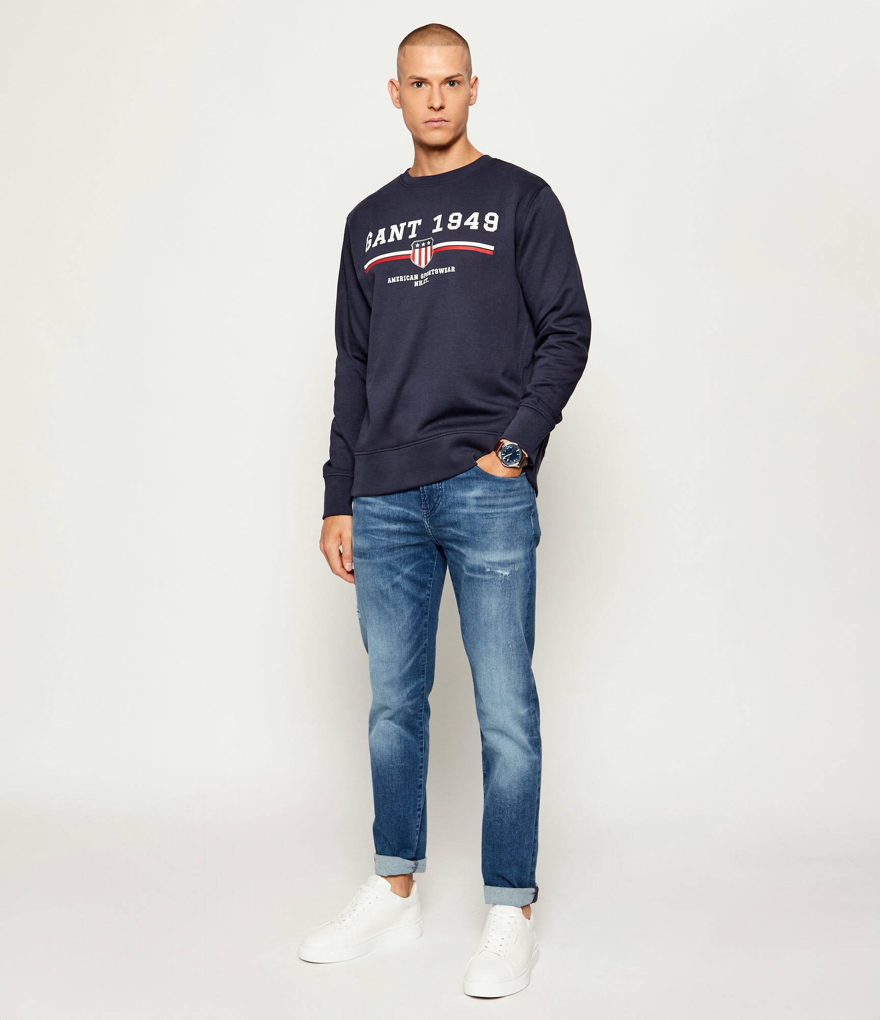 Sudadera Gant de algodón azul marino