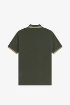Polo de algodón doble banda verde Fred Perry
