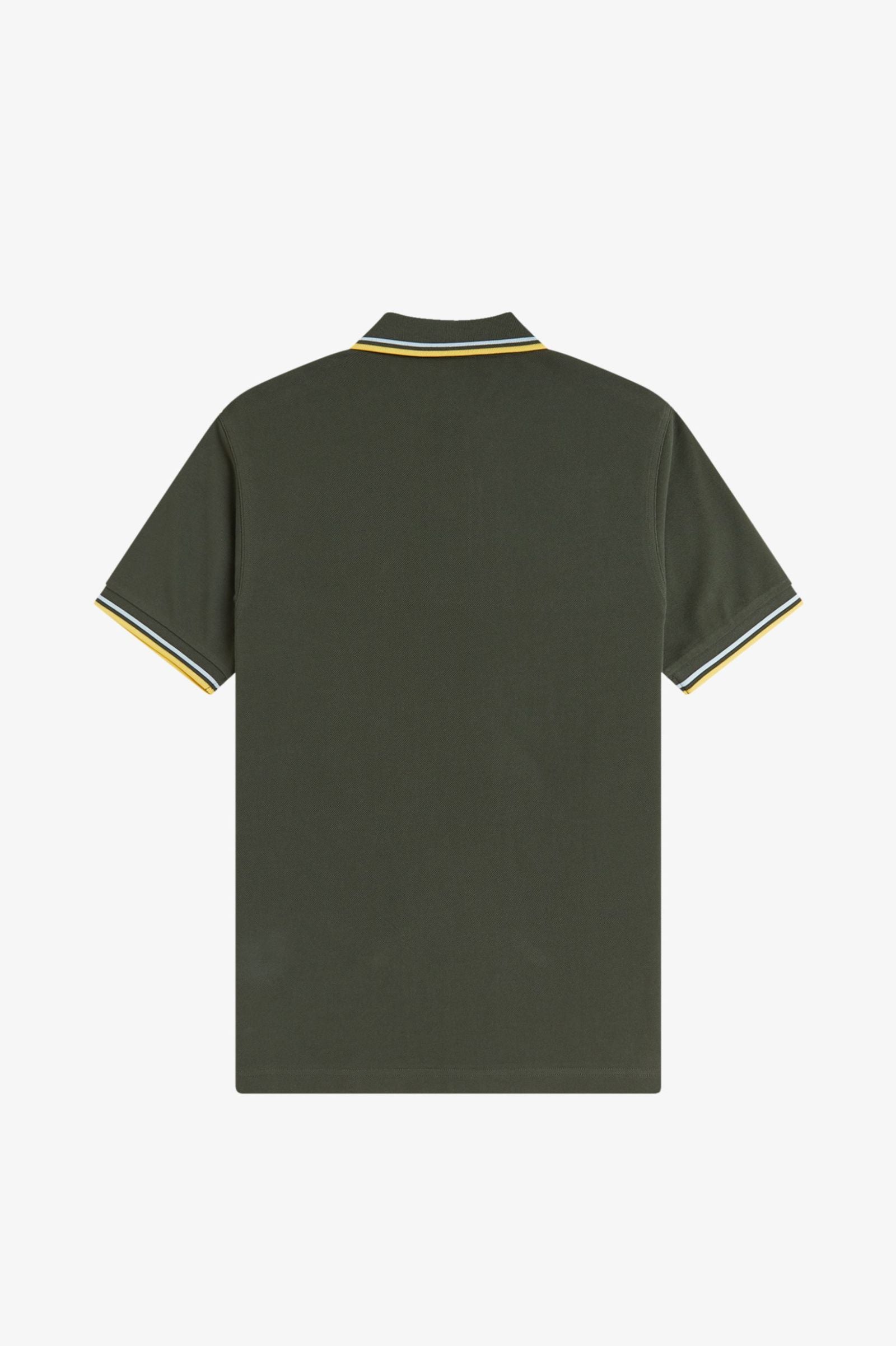 Polo de algodón doble banda verde Fred Perry