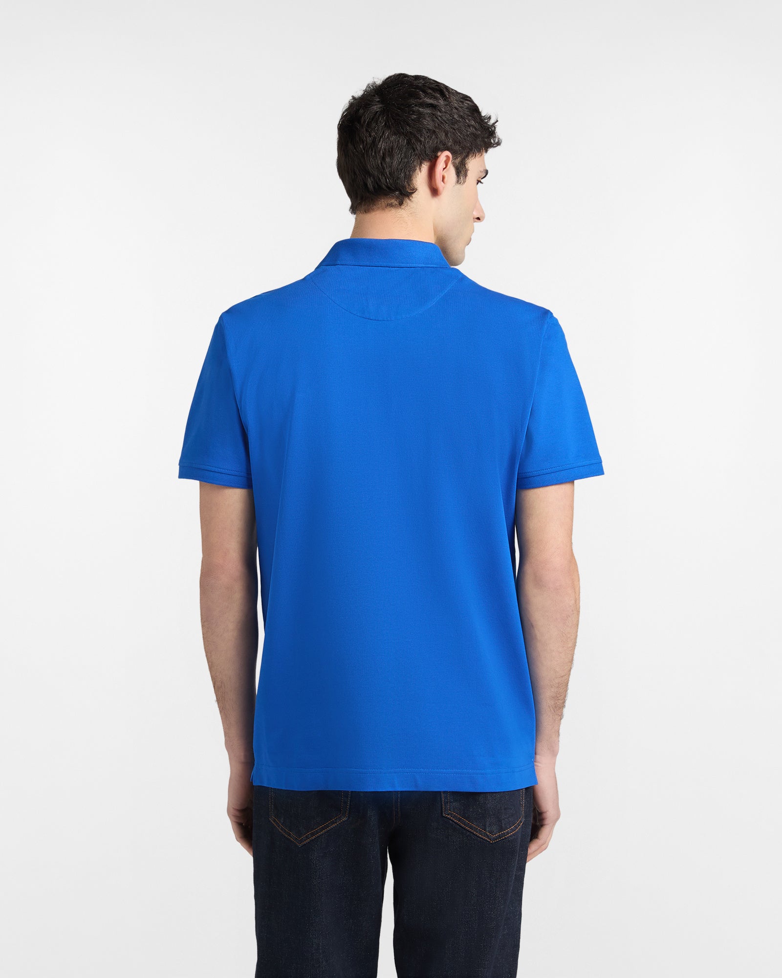 polo azul harmont blaine hombre manga corta algodón espalda clásica 