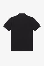 polo negro fred perry hombre vista trasera corte recto algodón