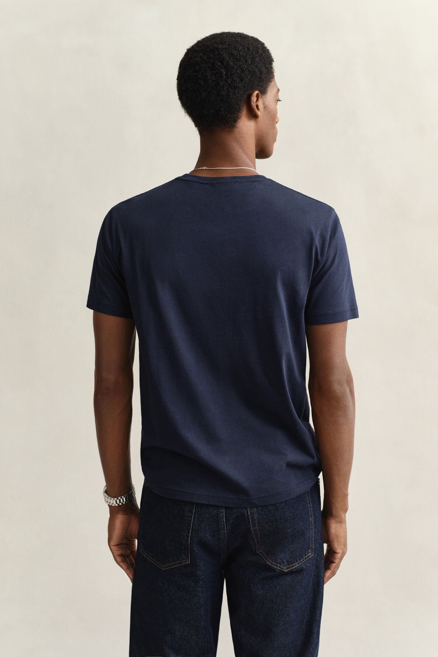 Camiseta algodón básica azul marino Gant