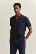 Polo Algodón azul marino rojo Gant