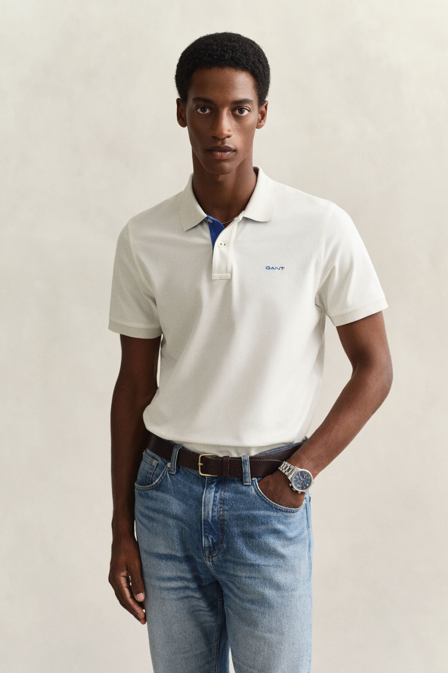 Polo Algodón blanco azul Gant