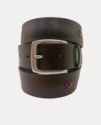 Cinturón marron bordado